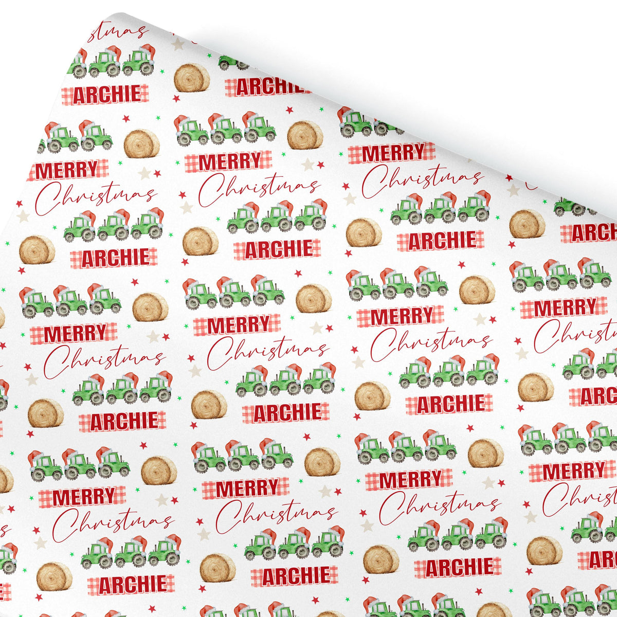 Personalised Christmas Gift Wrap – Children’s Tractor Design Wrapping Paper
