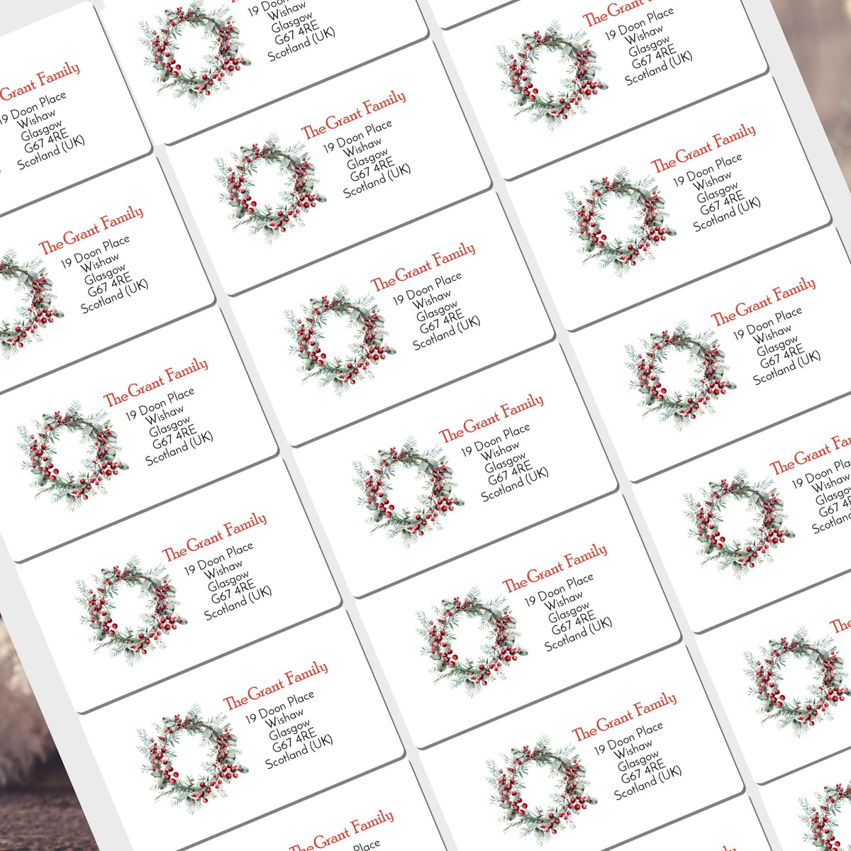 Christmas Address Labels rectangle personalised Christmas stickers business stickers
