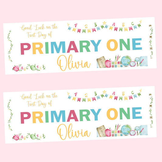 First Day of School Banner, Personalised Primary One Banner, Personalised back to school banner, School decorations, Back to school ideas