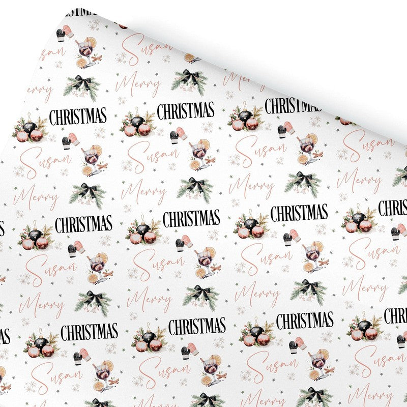 Christmas Gift Wrapping Paper, Personalised Gift Wrap for Her For Him