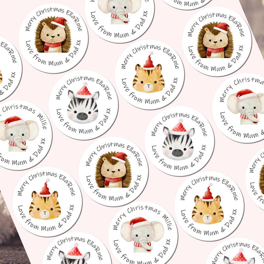 Personalised christmas stickers for gift tags name labels present wrapping