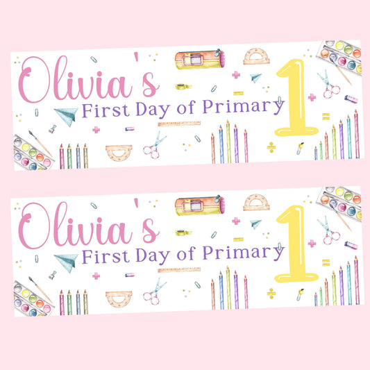 First Day of School Banner, Personalised Primary One Banner, Personalised back to school banner, School decorations, Back to school ideas