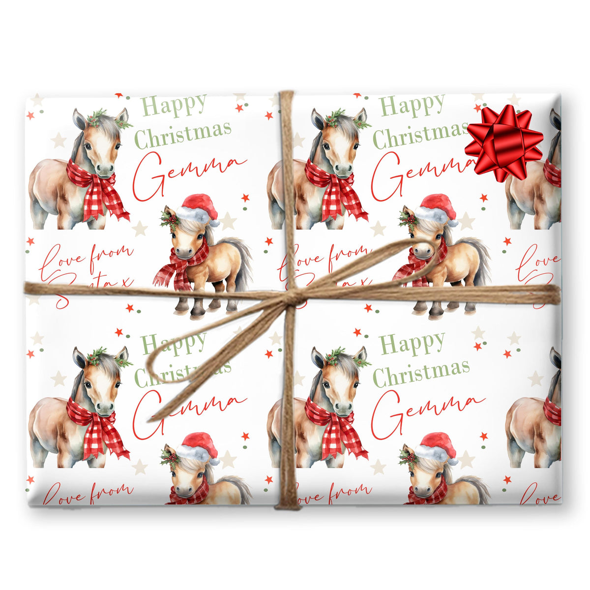 Personalised Pony Gift Wrap, Cute Horses Wrapping Paper For Kids