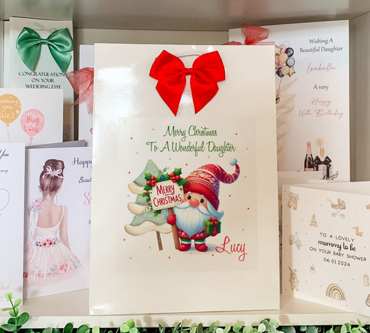 Personalised Christmas Gift Bag, Christmas Gonk ,Personalised Christmas, Festive Gift Wrapping Bags, Family Christmas Gift