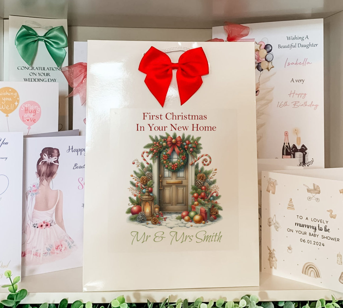 Personalised First Christmas New Home Gift Bag, Festive Gift Wrapping Bags, Family Christmas Gift Bag, New Home Gifts