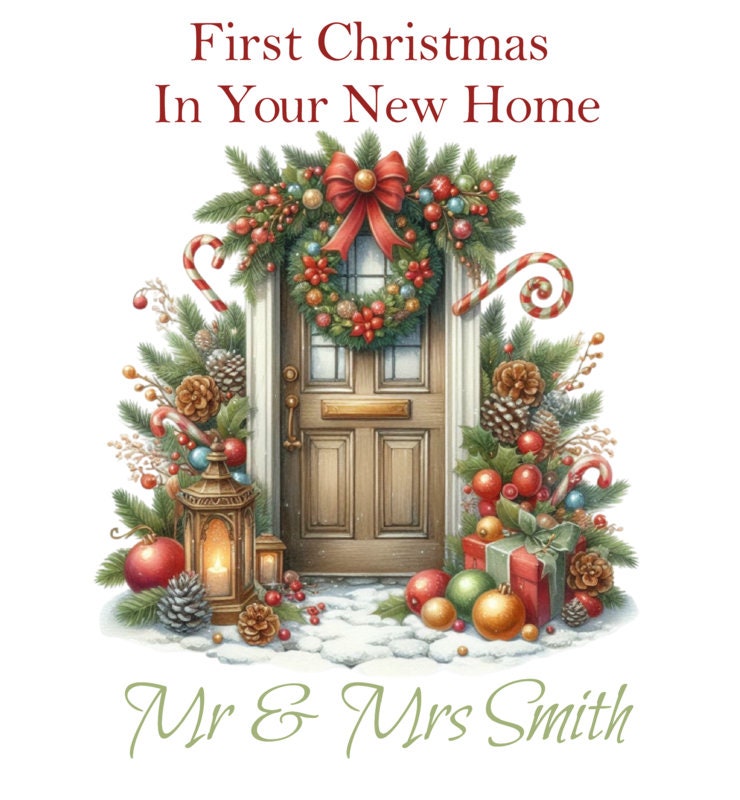 Personalised First Christmas New Home Gift Bag, Festive Gift Wrapping Bags, Family Christmas Gift Bag, New Home Gifts