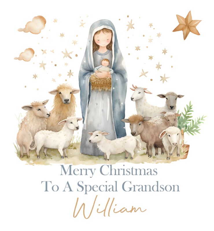 Personalised Christmas Gift Bag, Christmas Nativity, Religious Christmas, Festive Gift Wrapping Bags, Family Christmas Gift Bag