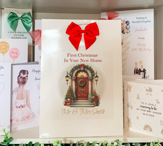 Personalised First Christmas New Home Gift Bag, Festive Gift Wrapping Bags, Family Christmas Gift Bag, New Home Gifts