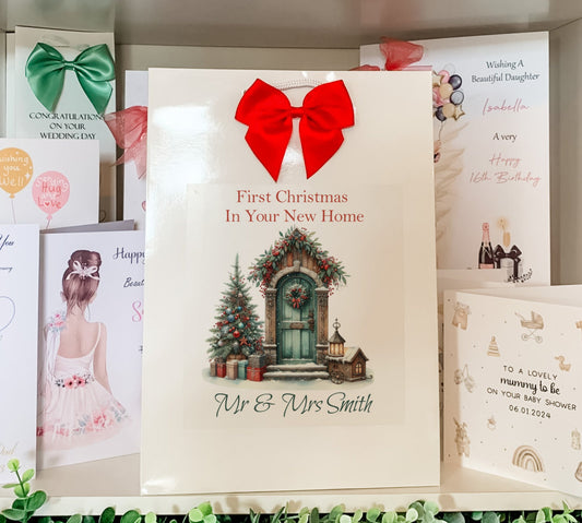 Personalised First Christmas New Home Gift Bag, Festive Gift Wrapping Bags, Family Christmas Gift Bag, New Home Gifts