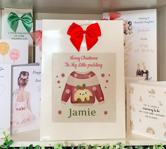 Personalised Christmas Gift Bag ,Personalised Christmas Pudding Gift Bag, Family Gift Bags, Festive Gift Wrapping Secret Santa