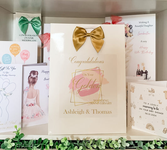 Personalised Gift Present Bag 50th Golden Wedding Anniversary
