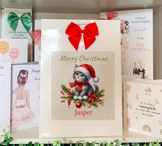 Personalised Christmas Cat Gift Bag, Pampered Animal Gift Bag, Personalised Pet Gift Bag , Personalised Best Cat Gift Bag