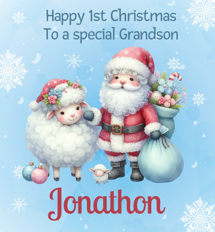 Personalised First Christmas Gift Bag ,Personalised Santa and friends Christmas Children's Christmas Gift Bag, Festive Gift Wrapping
