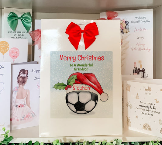 Personalised Christmas Gift Bag ,Personalised Football, Basket ball, net ball gift bag Christmas Children's Gift Bag, Festive Gift Wrapping