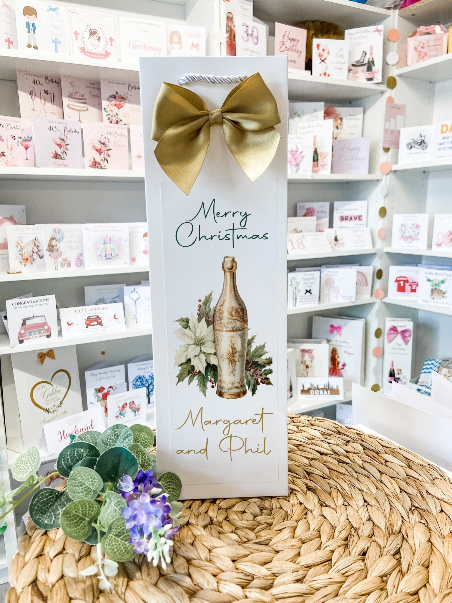 Christmas Personalised Bottle Bag Personalised Gift Bag Family