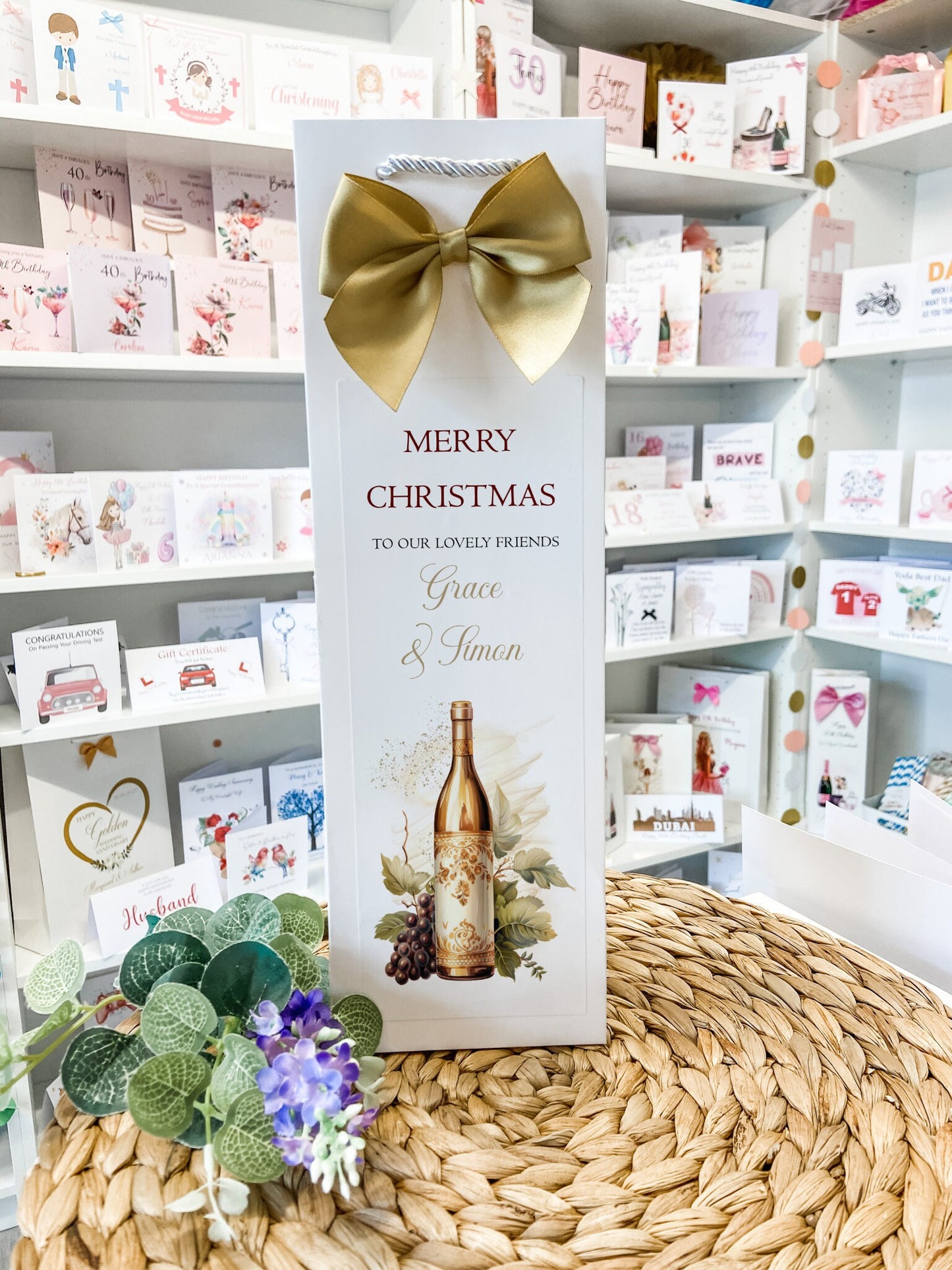Christmas Personalised Bottle Bag - Personalised Gift Bag - Family Christmas Gift - Neighbour Christmas Gift Idea - Friends Gift Bag