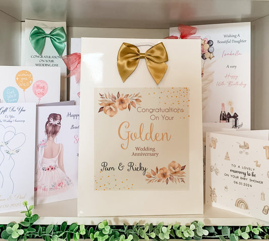 Personalised Gift Present Bag 50th Golden Wedding Anniversary