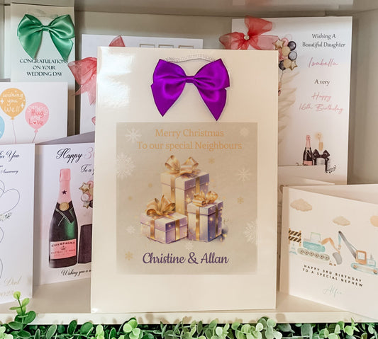 Personalised Christmas Gift Bag ,Personalised Presents Gift Bag, Festive Gift Wrapping, Neighbours Christmas Gift, Gift for friends