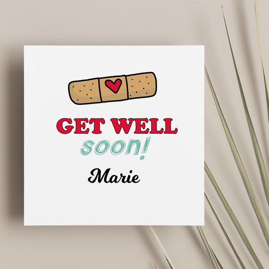 a card that says get well soon marie