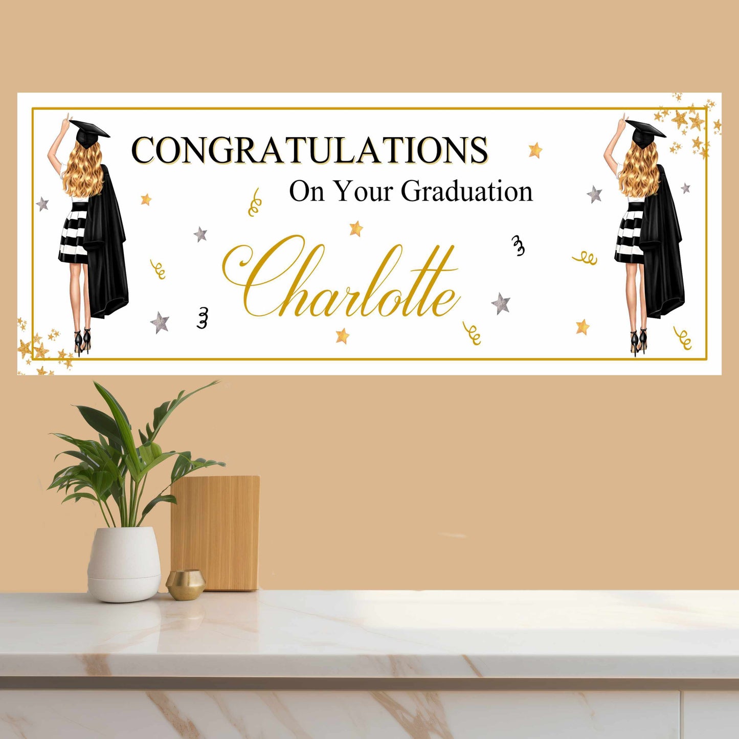 Personalised Graduation Photo Banner Congratulations, Party Banner, Custom Banner, Party Decor , Girl