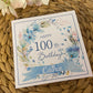 Personalised Birthday Card Blue Floral Wreath