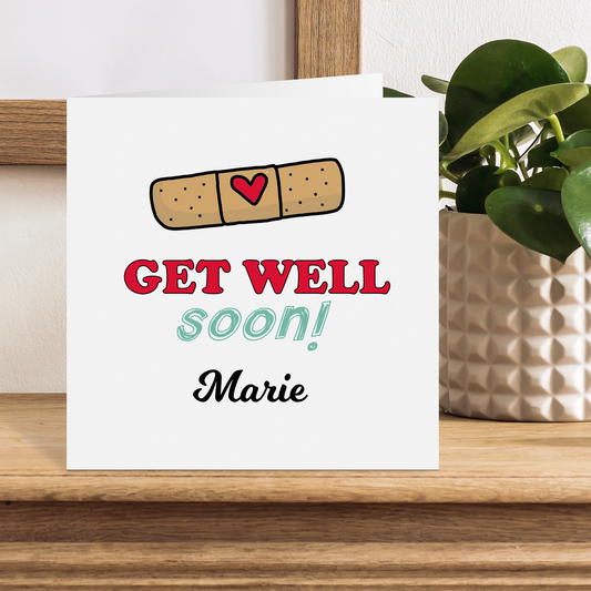 a card that says get well soon marie