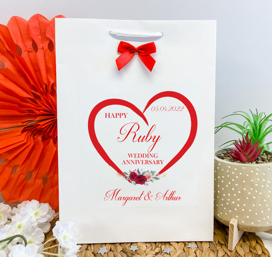 Personalised Gift Bag Ruby Wedding Anniversary
