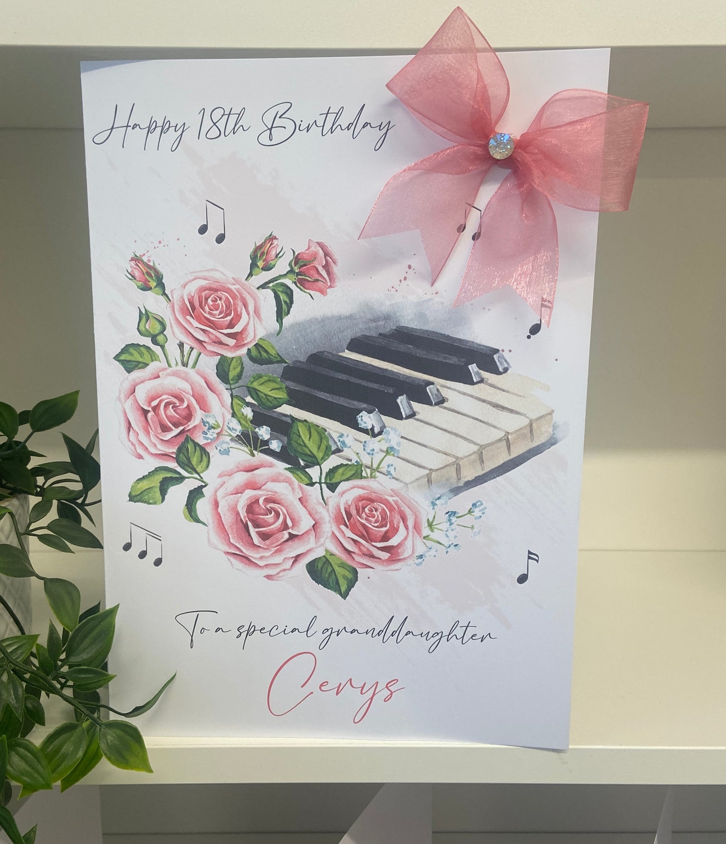 Personalised Birthday Card Female Music Piano