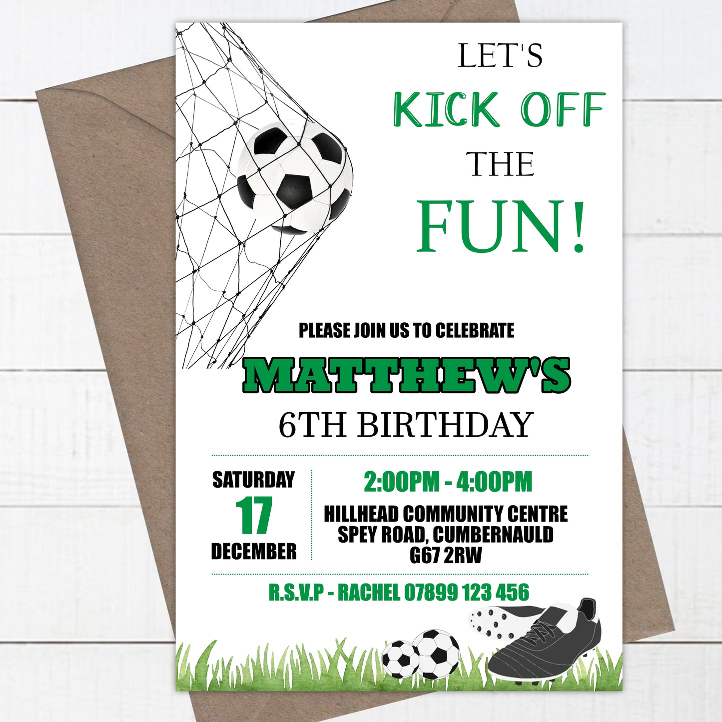Personalised Football Birthday Party Invitations