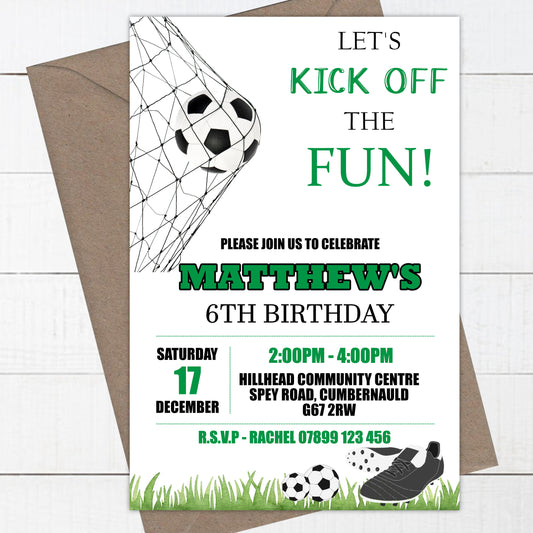 Personalised Football Birthday Party Invitations