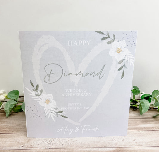 Personalised Congratulations Wedding Anniversary Card Diamond, Silver, Pearl