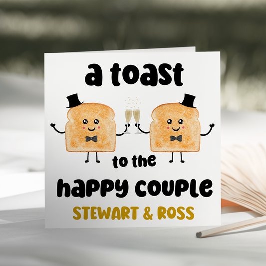 Personalised Funny Wedding Card Congratulations On Your Wedding Day Toast To Happy Couple Mr & Mr LGBT