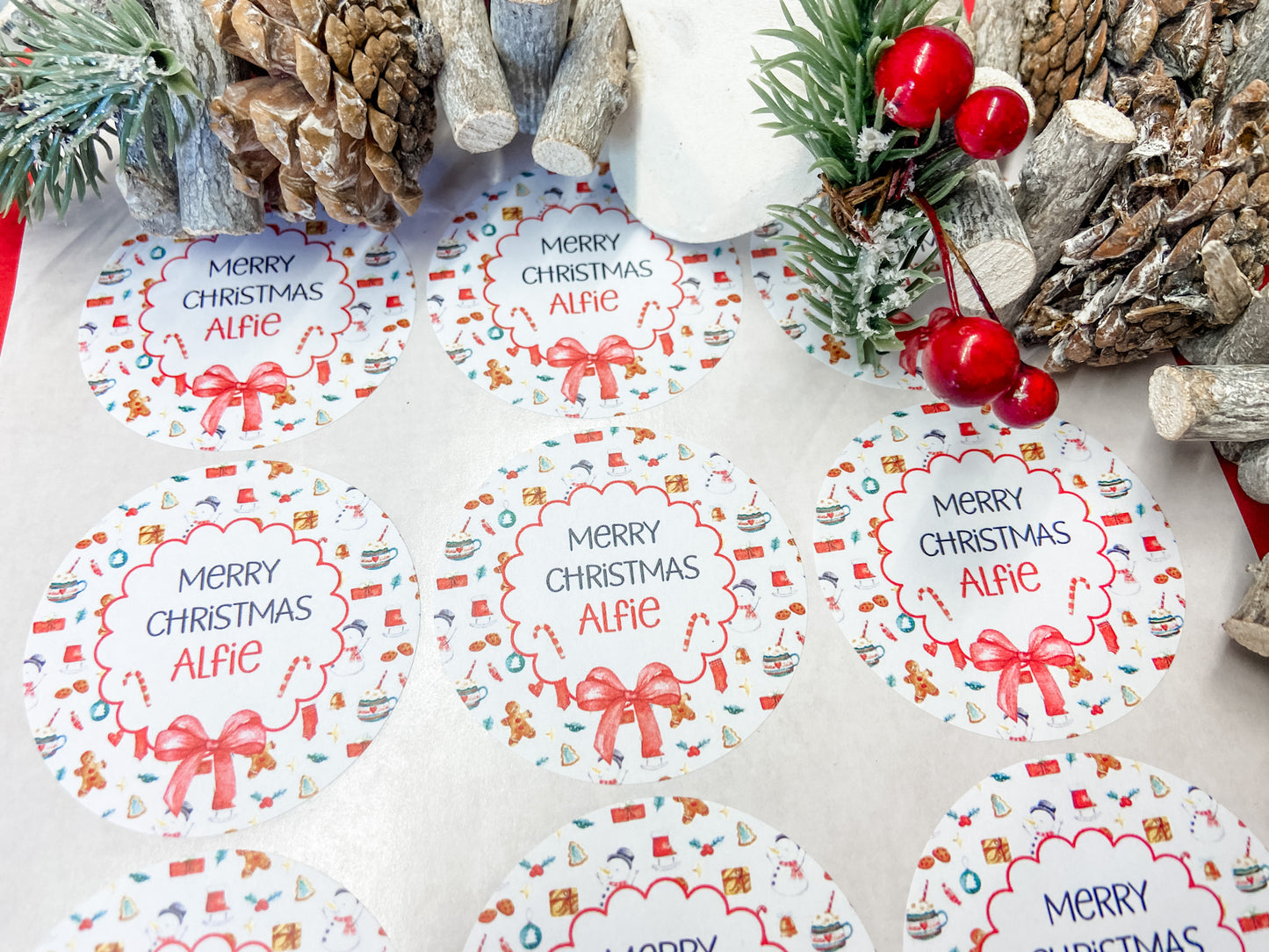 Personalised Christmas Stickers, Gift Labels, Christmas Elements