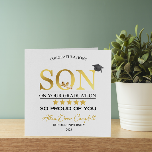 Personalised Graduation Card Congratulations Gold Stars