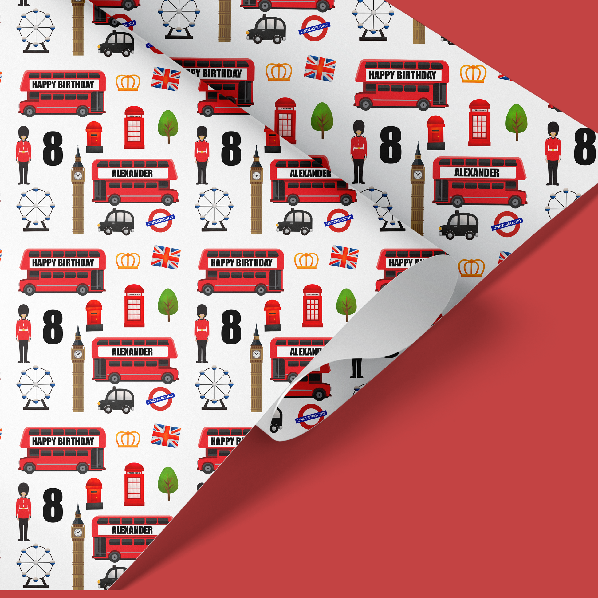 a wrapping paper with a london pattern on it