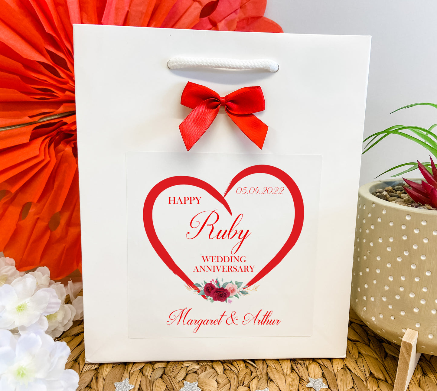 Personalised Gift Bag Ruby Wedding Anniversary