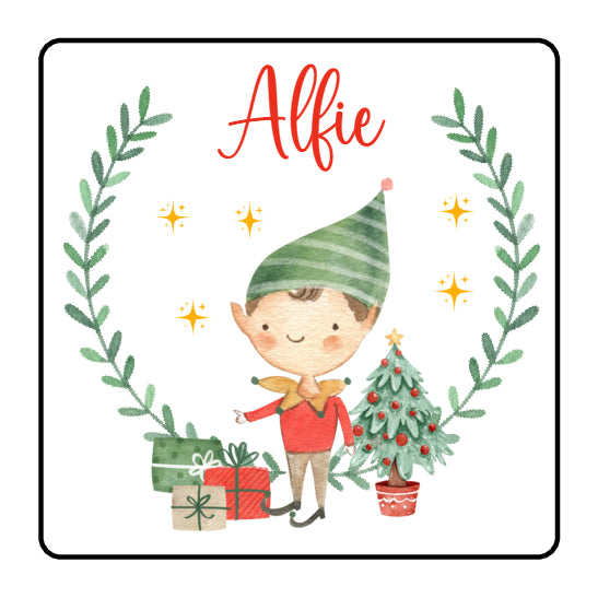 Personalised Elf Boy Christmas Stickers