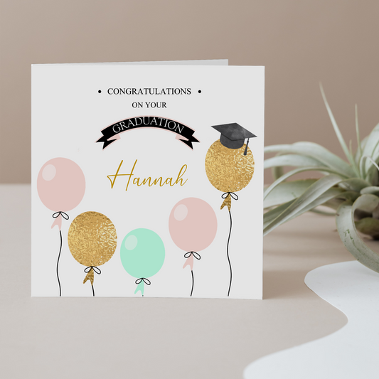 Personalised Graduation Card Balloons