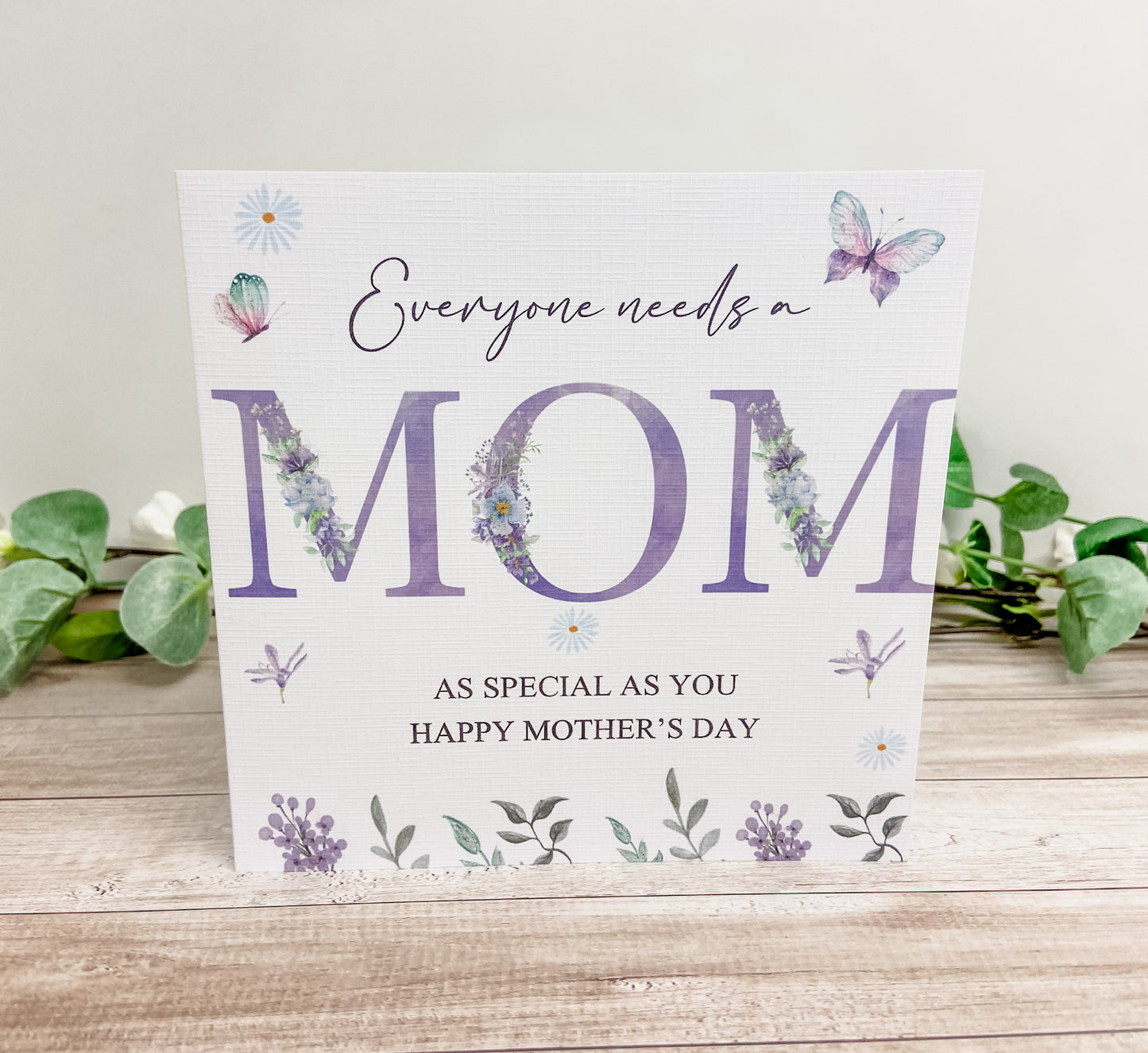 Personalised Mother's Day Card Lilac Floral Mum Mam Mom