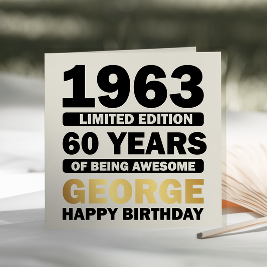 Peronalised Birthday Card Limited Edition Black/Silver