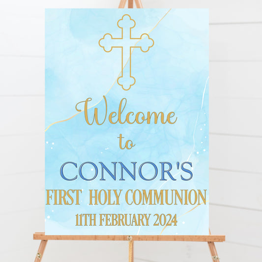 a sign that says welcome to connor's first holy community