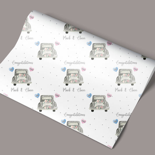 Wedding Day Gift Wrap, Personalised Wedding Wrapping Paper