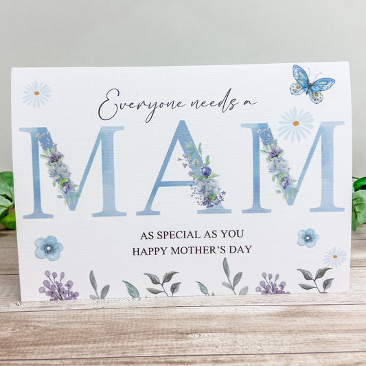 Personalised Mother's Day Card Blue Floral