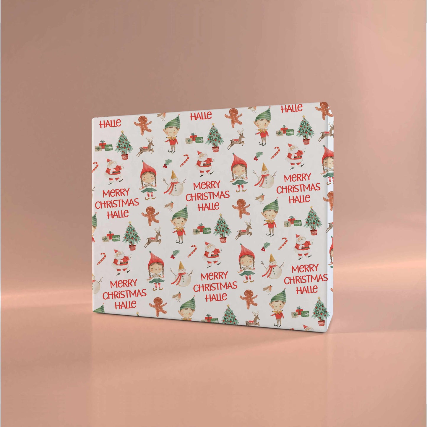 Personalised Christmas Wrapping Paper Elf Boy Girl Snowman Santa Gingerbread