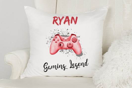 Personalised Cushion Cover Gaming Legend Gift - 4 Colour Options
