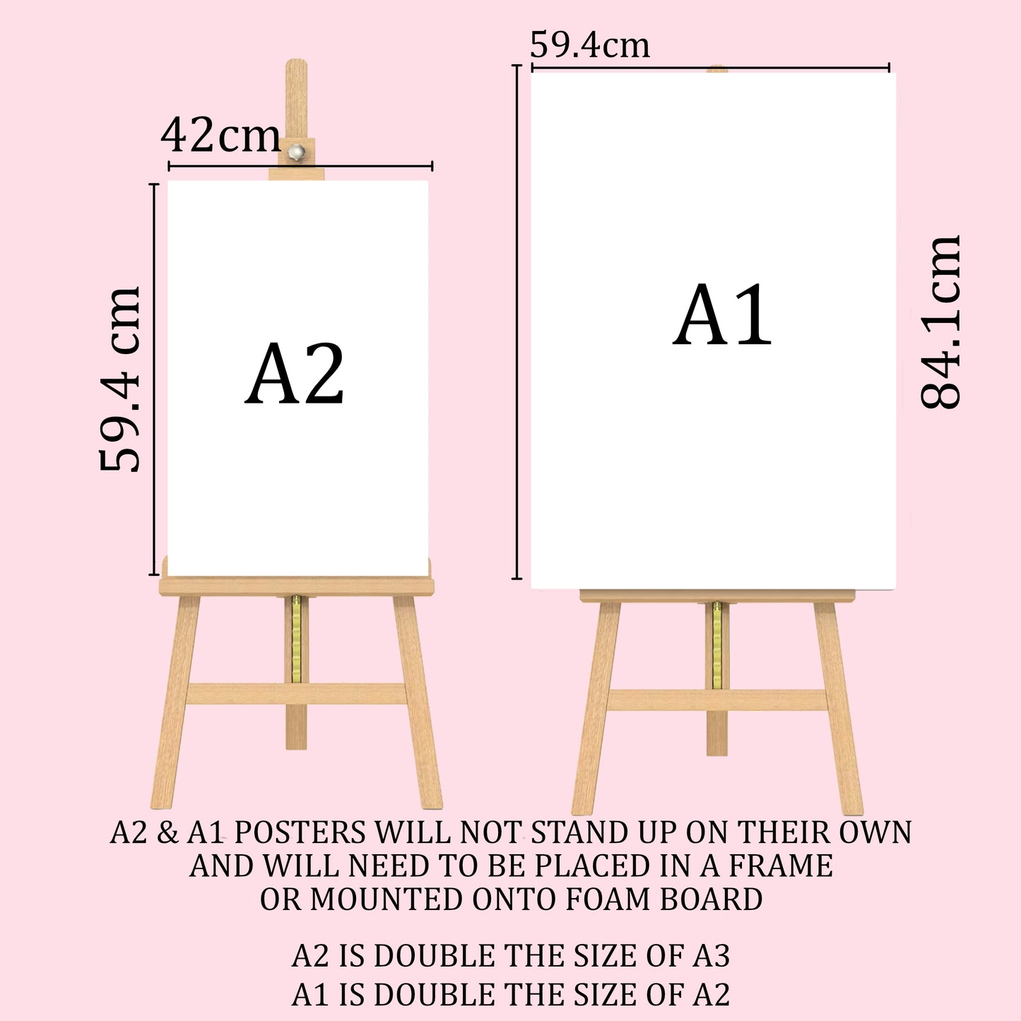 a drawing easel with the measurements for each easel