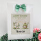 a picture of an easter card with a green bow