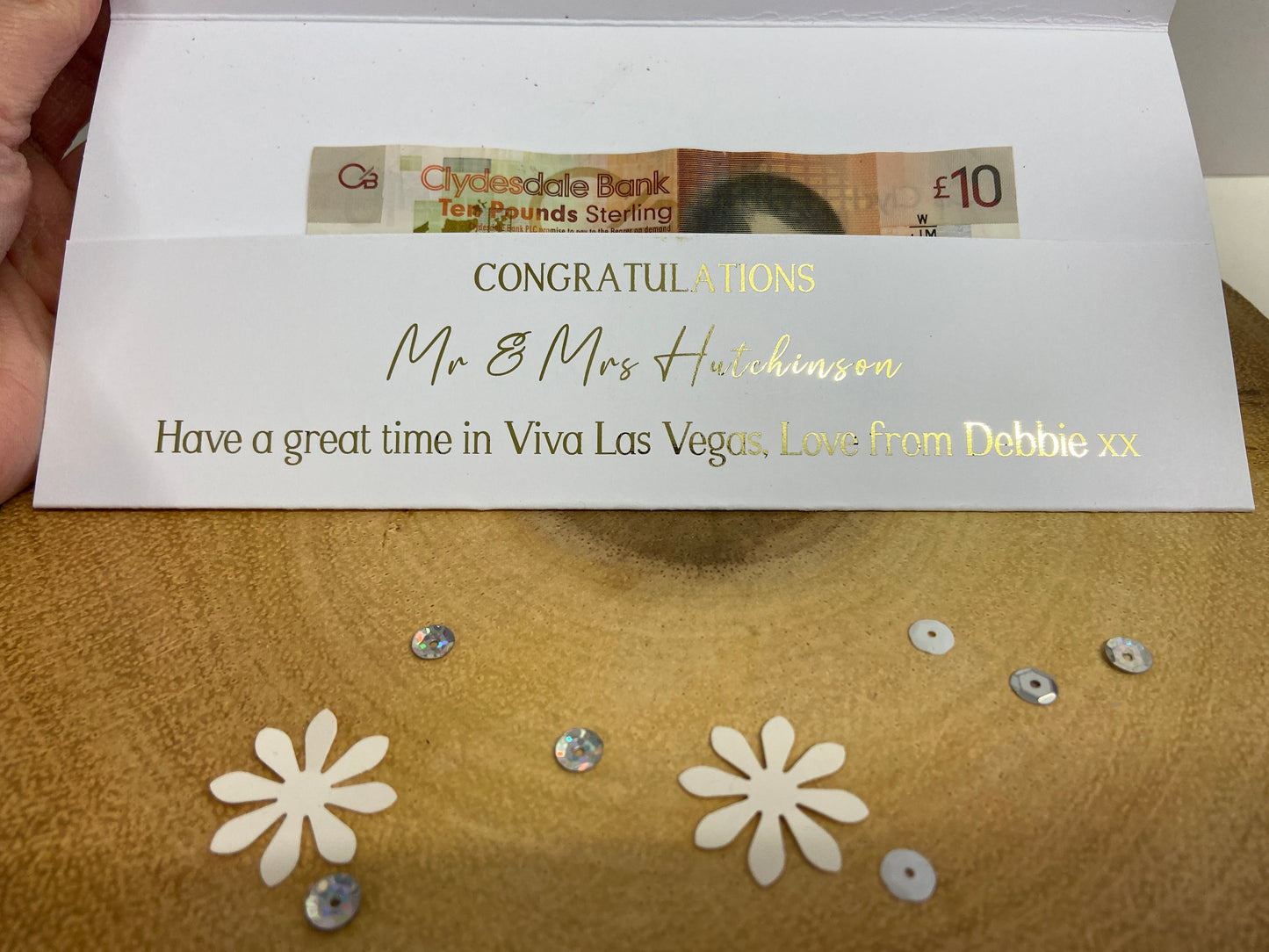 Personalised Foil Voucher Wedding Money Gift Card Congratulations Las Vegas