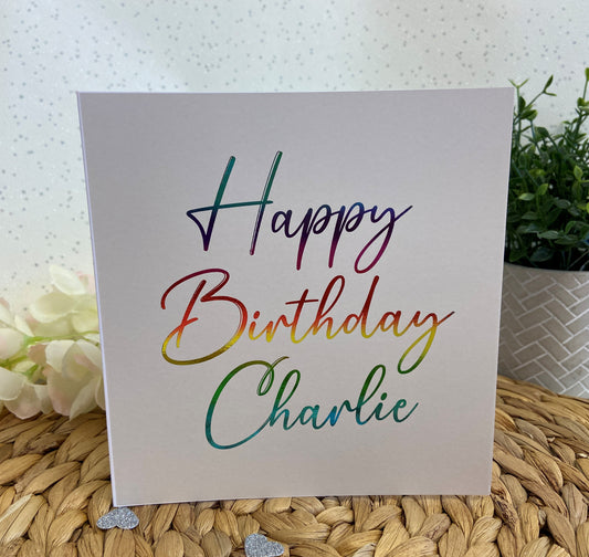 Personalised Foil Birthday Card on Cream Background