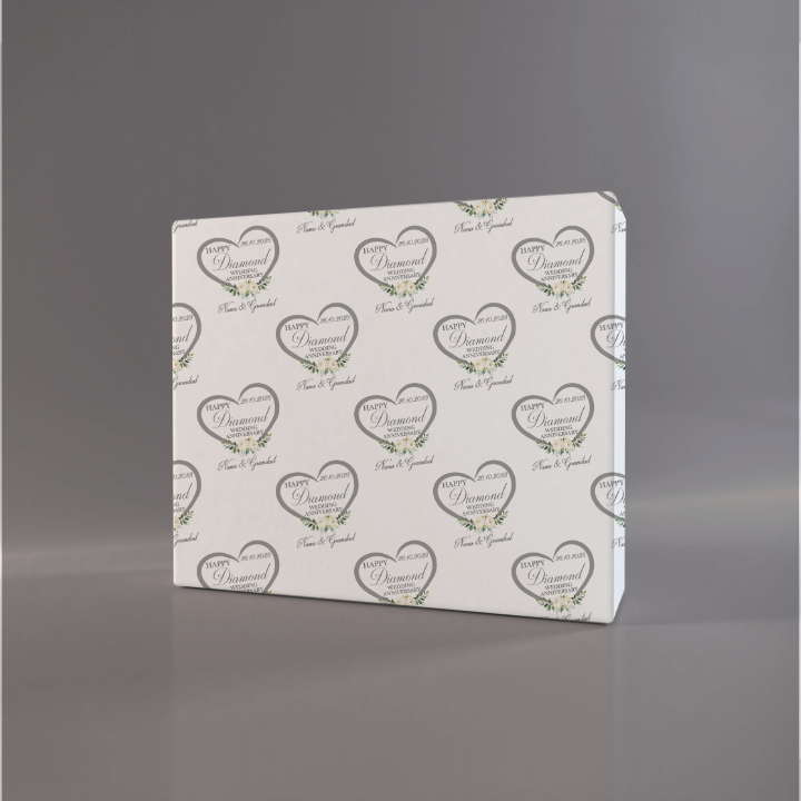 Diamond Wedding Anniversary Gift Wrap, Personalised Congratulations Anniversary Wrapping Paper,